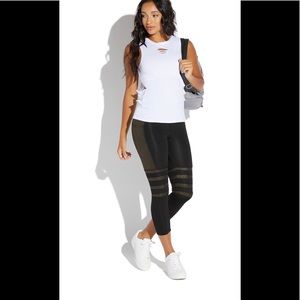 Casual metalic striped low impact active legging. Small . Like New